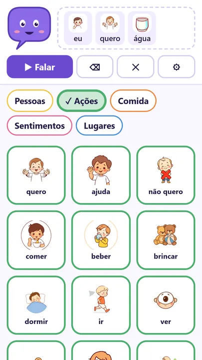 Tela principal: frase montada com figuras